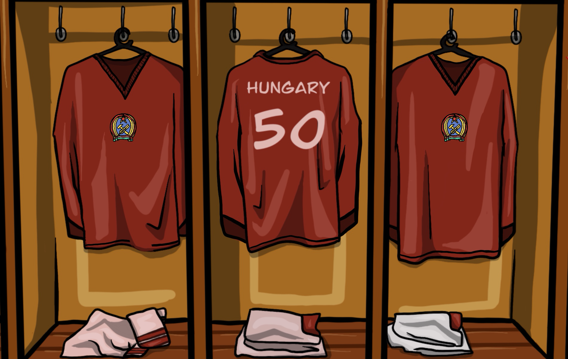 Hungary shirts in a dressing room