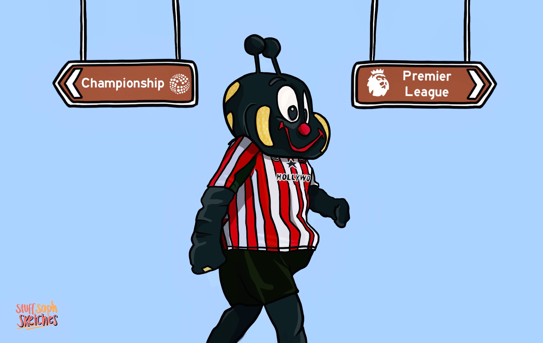 Brentford Masct walking to the premier league